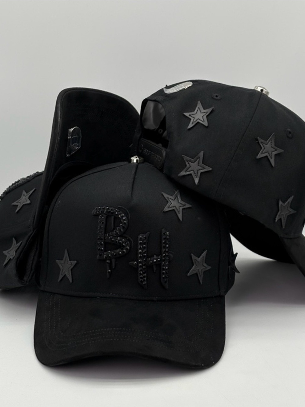 BH Embellished Black Baseball Cap - Men's Accessories